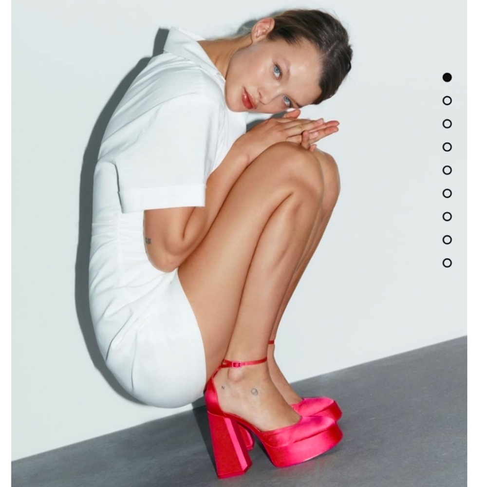 Zara Platform Ankle Strap Heels in Pink NWT
